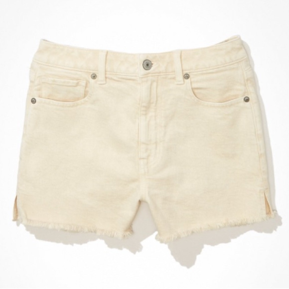 AE stretch mom shorts, gently worn, cream size 10